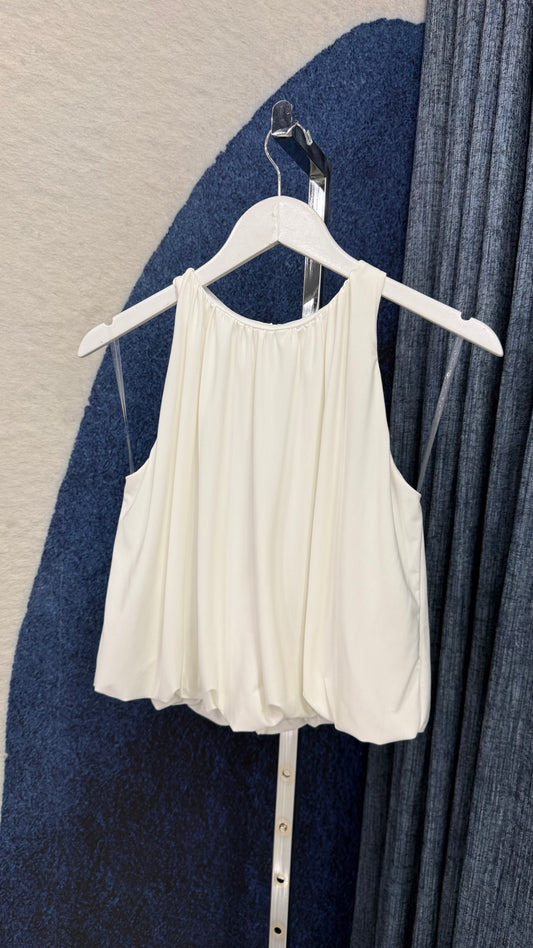Bubble Sleeveless Top White