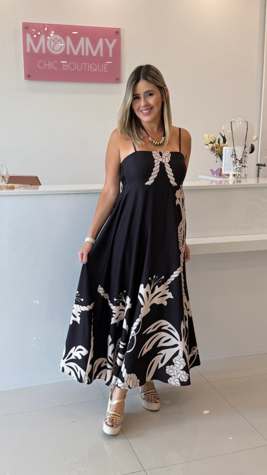 Midi Dress Printed Black