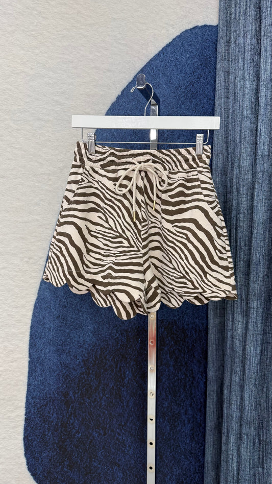 Zebra Printed Scalloped Short