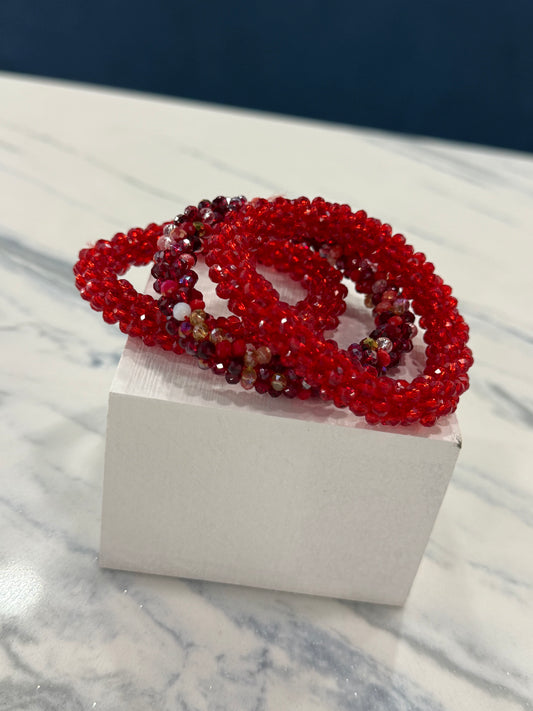 Beaded Bracelet Bundle Red