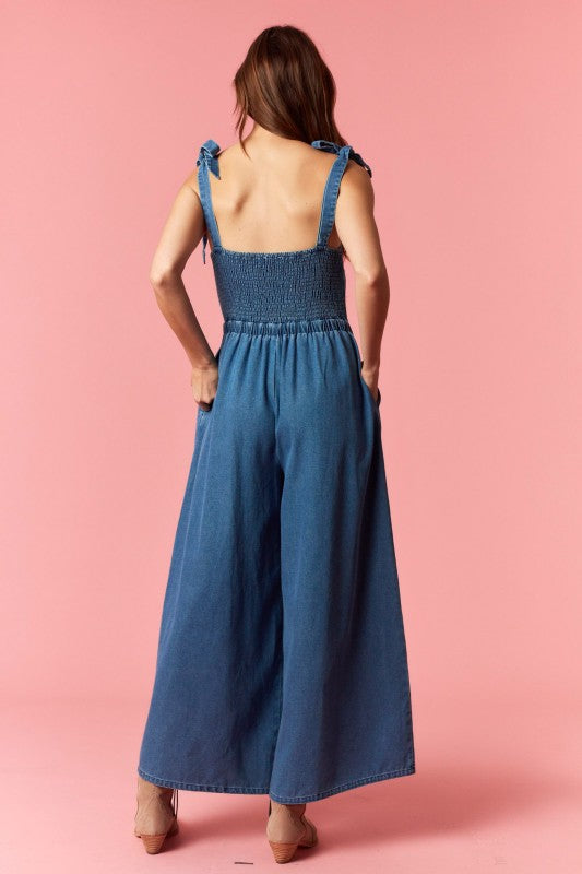 Embroidery Denim Jumpsuit