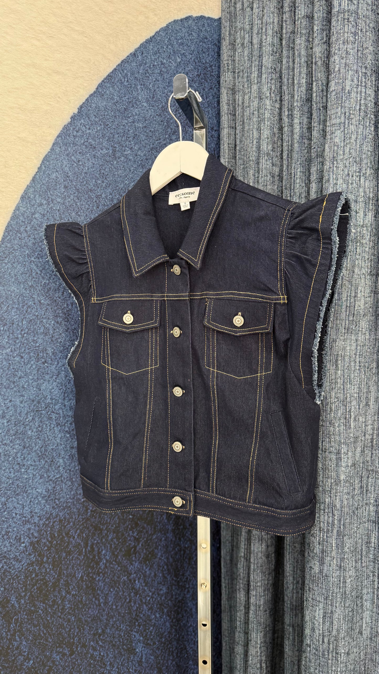 Denim Ruffle Top