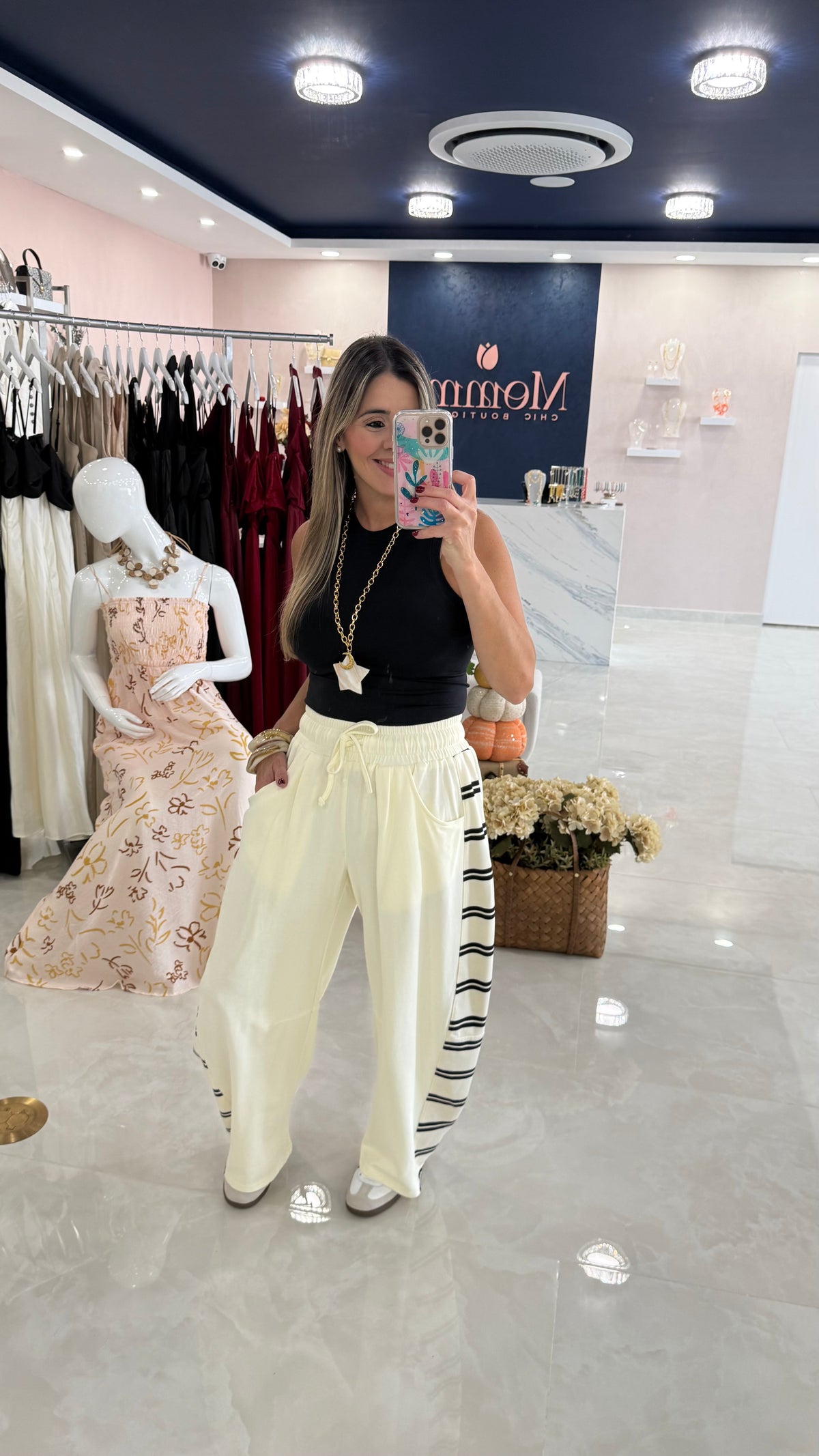 Barrel Pant Ivory / Stripe