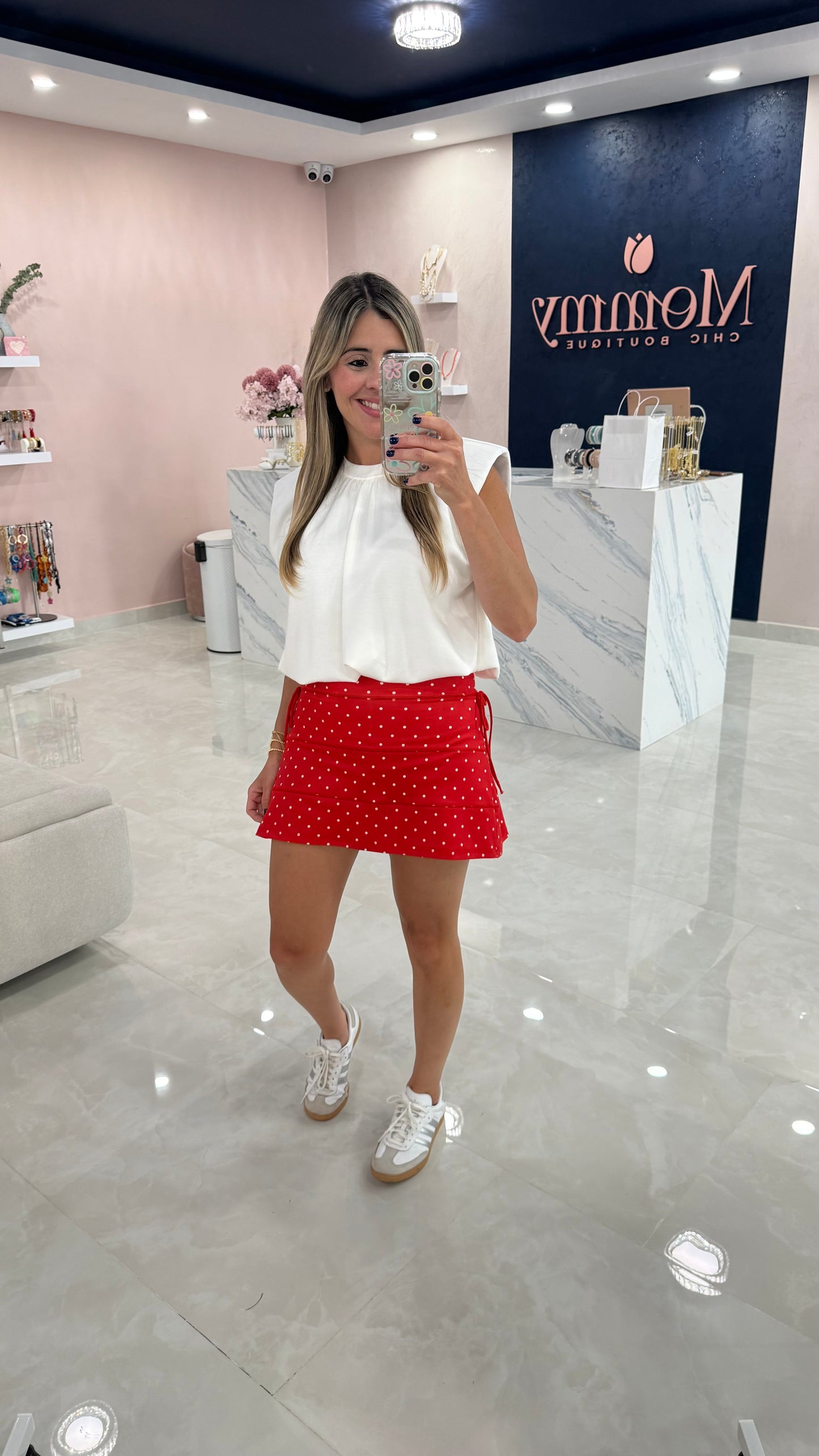 Polka Dots Skort Red