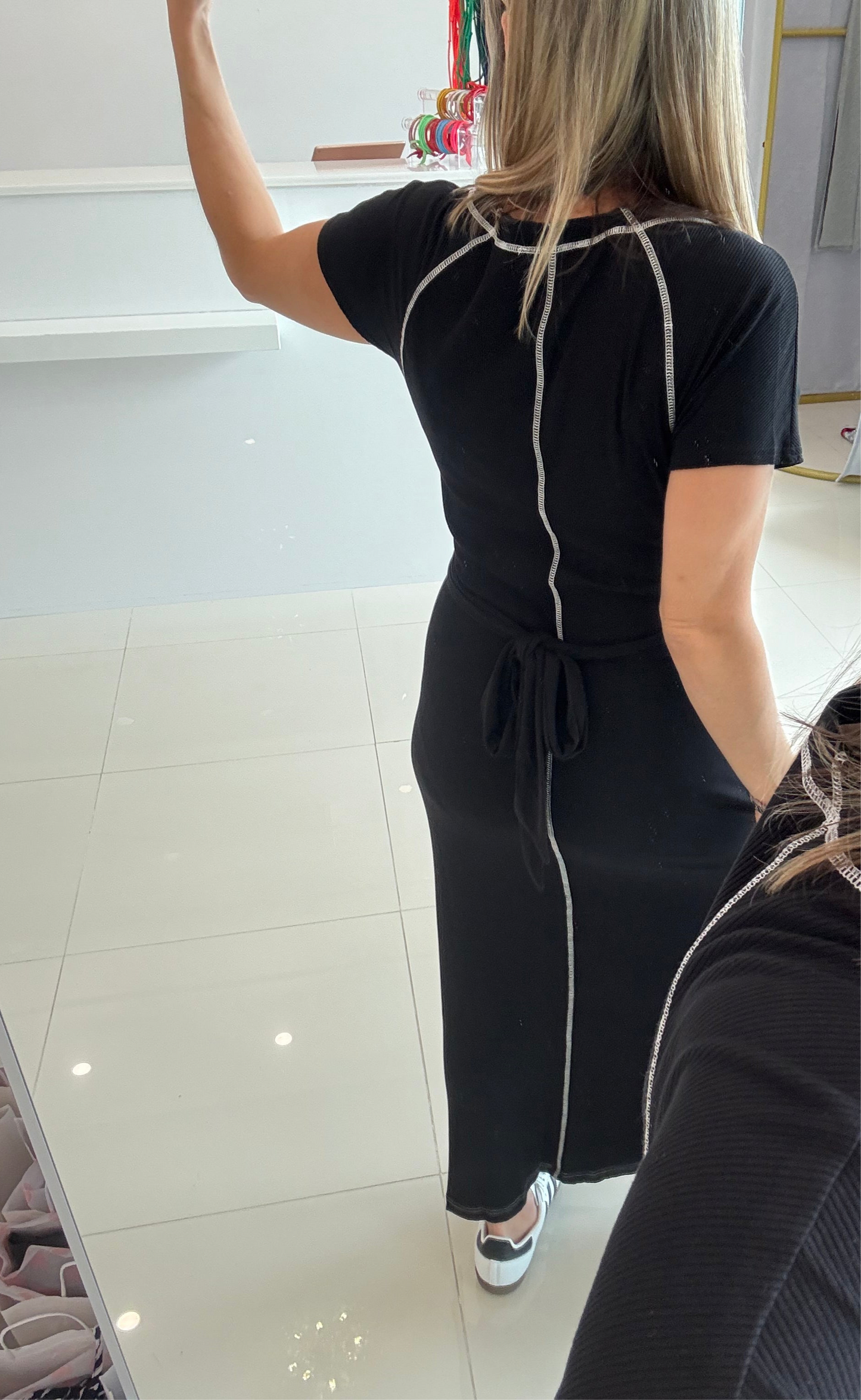 Contrast Comfy Dress Black