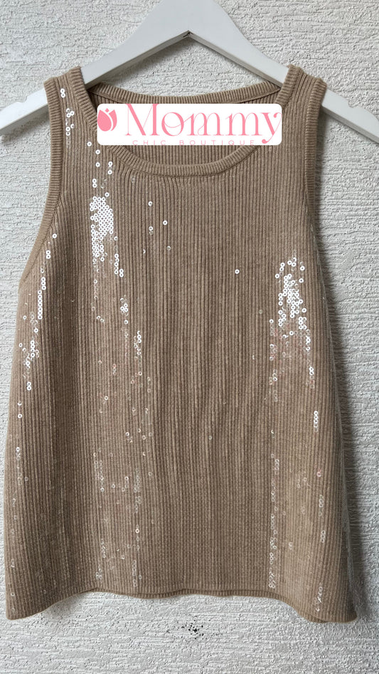 Sequins Top Tank Taupe