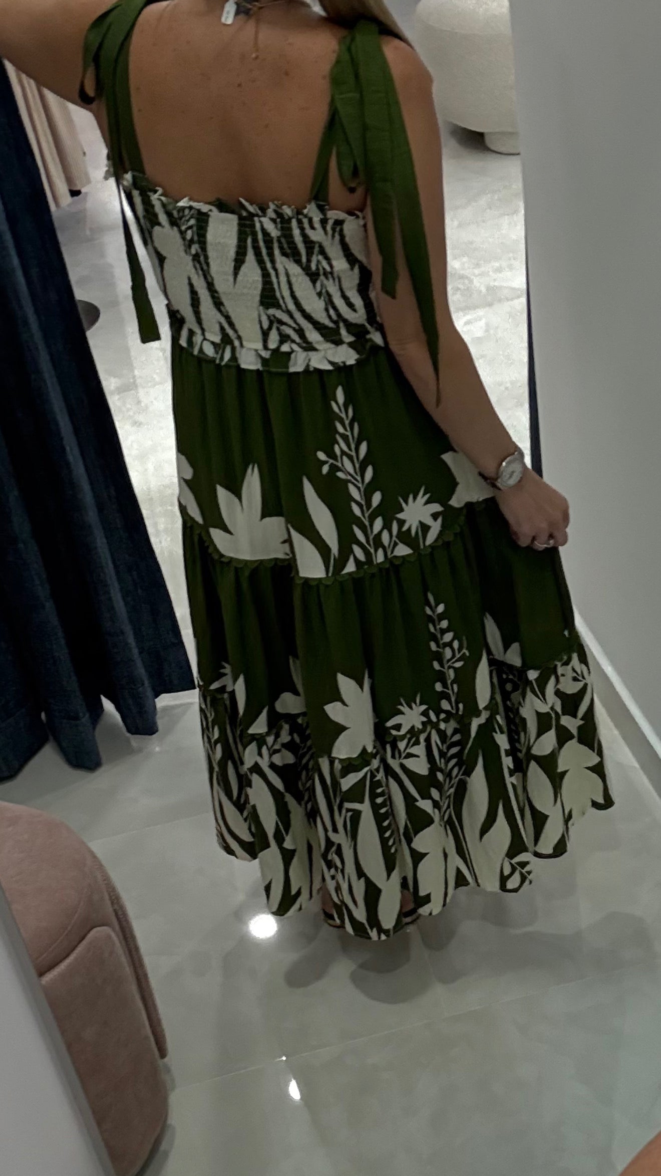Printed Maxi Dres Olive