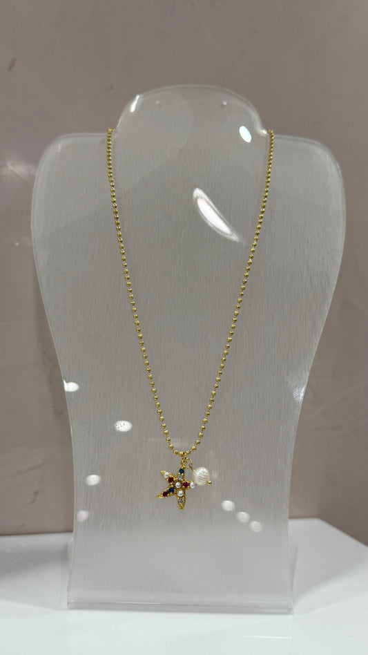 Starfish & Pearl Necklace
