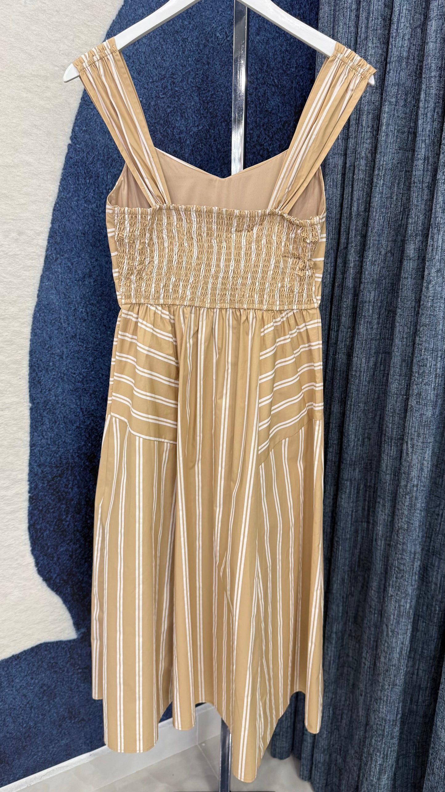 Stripped Midi Dress Taupe