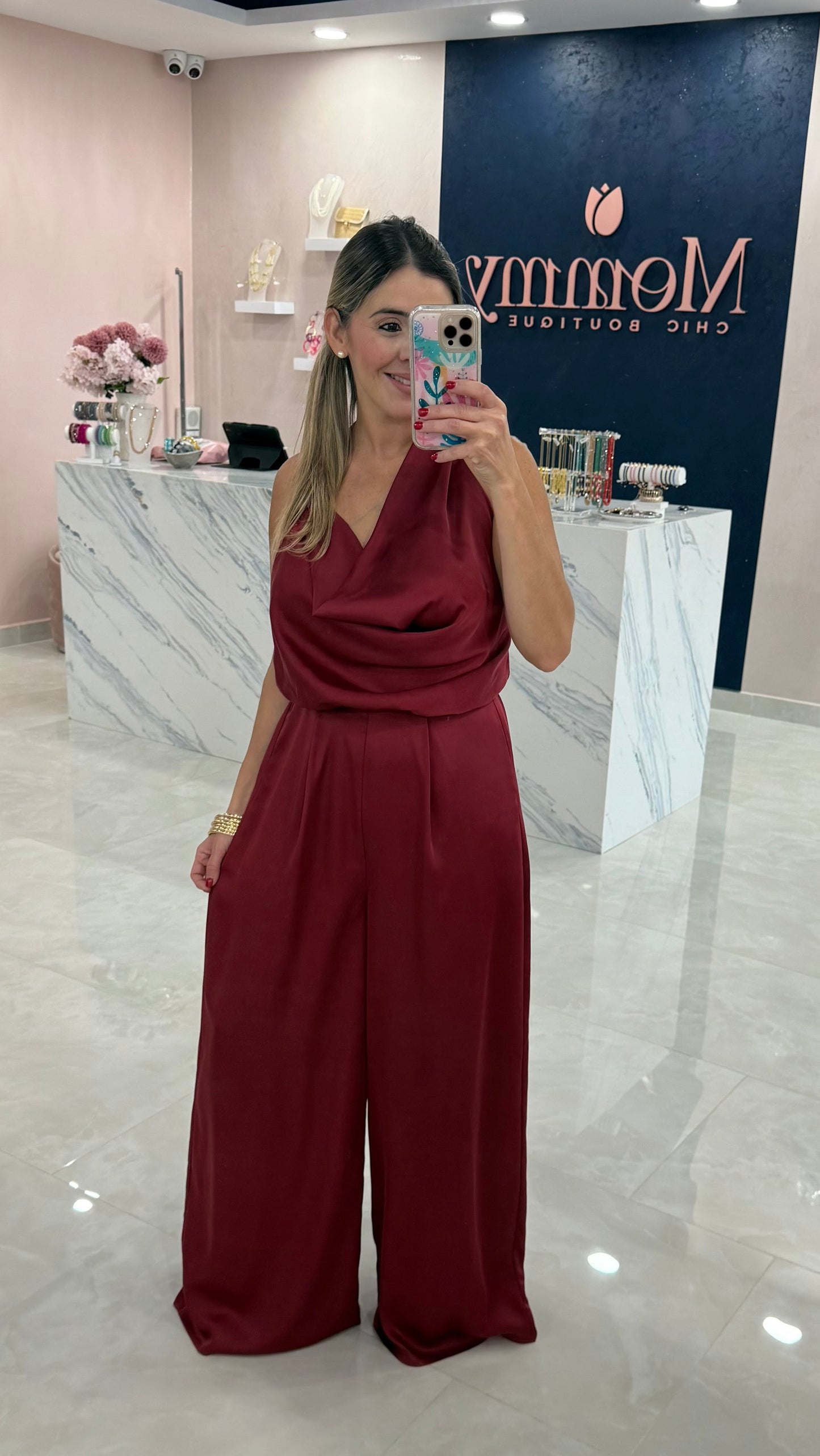 Stunning Wide Leg Jumpsuit Burgundy