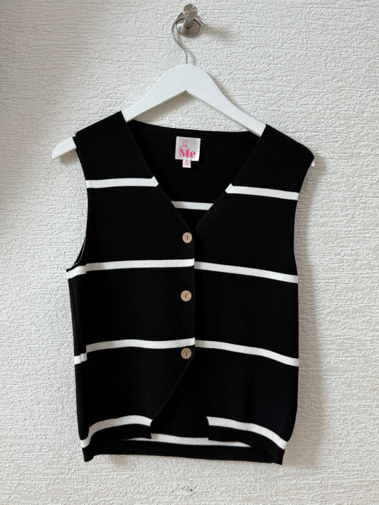 Stripe Sweater Vest Top Black