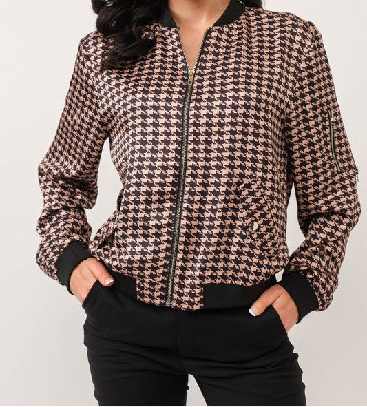 Satin Jacket Houndstooth