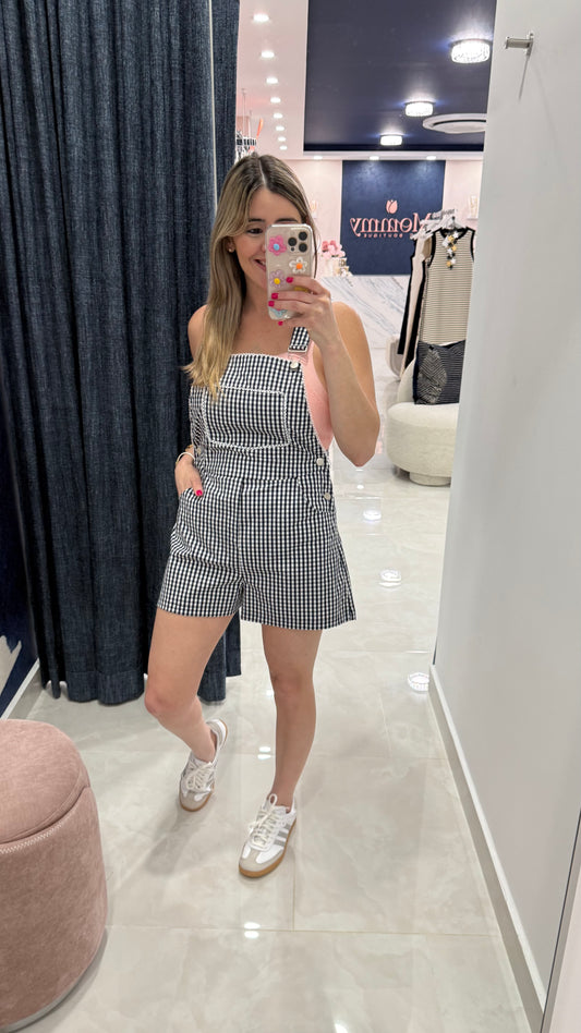 Gingham Romper Navy