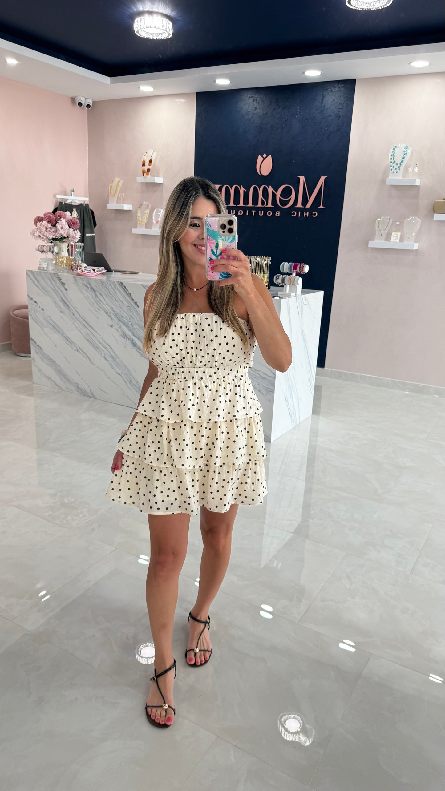 Strapless Polka Dots Dress