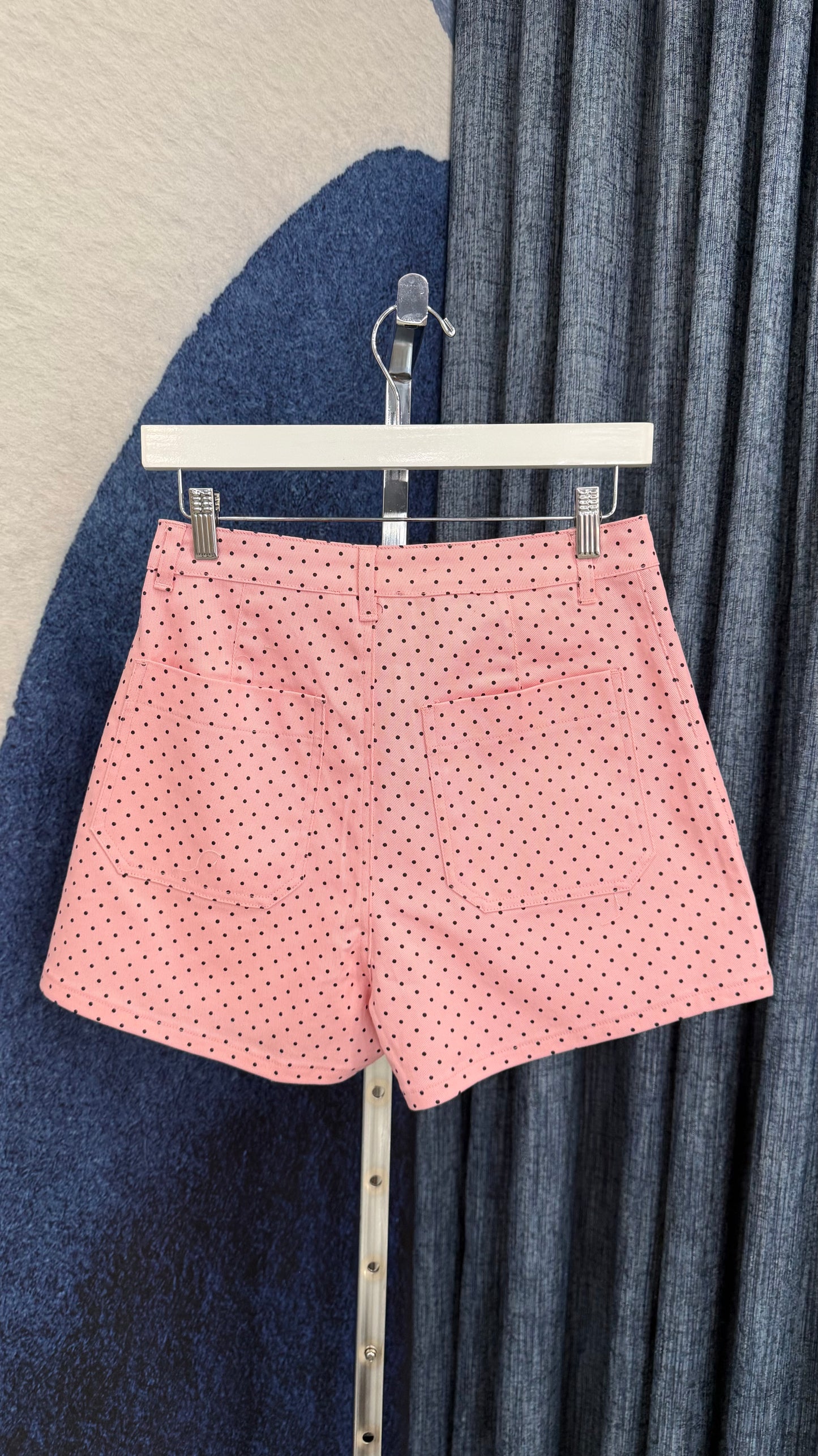 Polka Dot Denim Short Pink