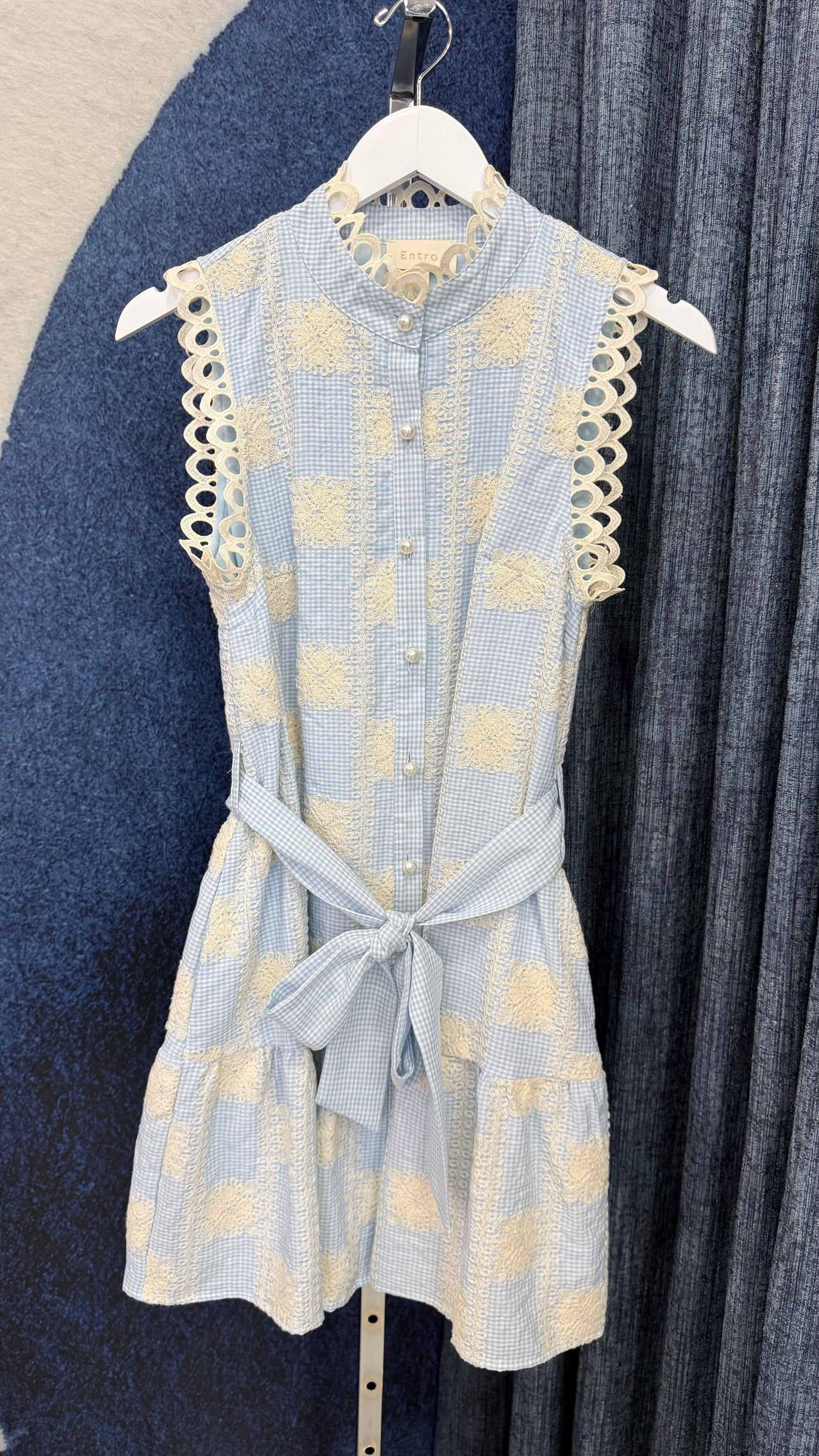 Embroidery Dress Blue / Ivory