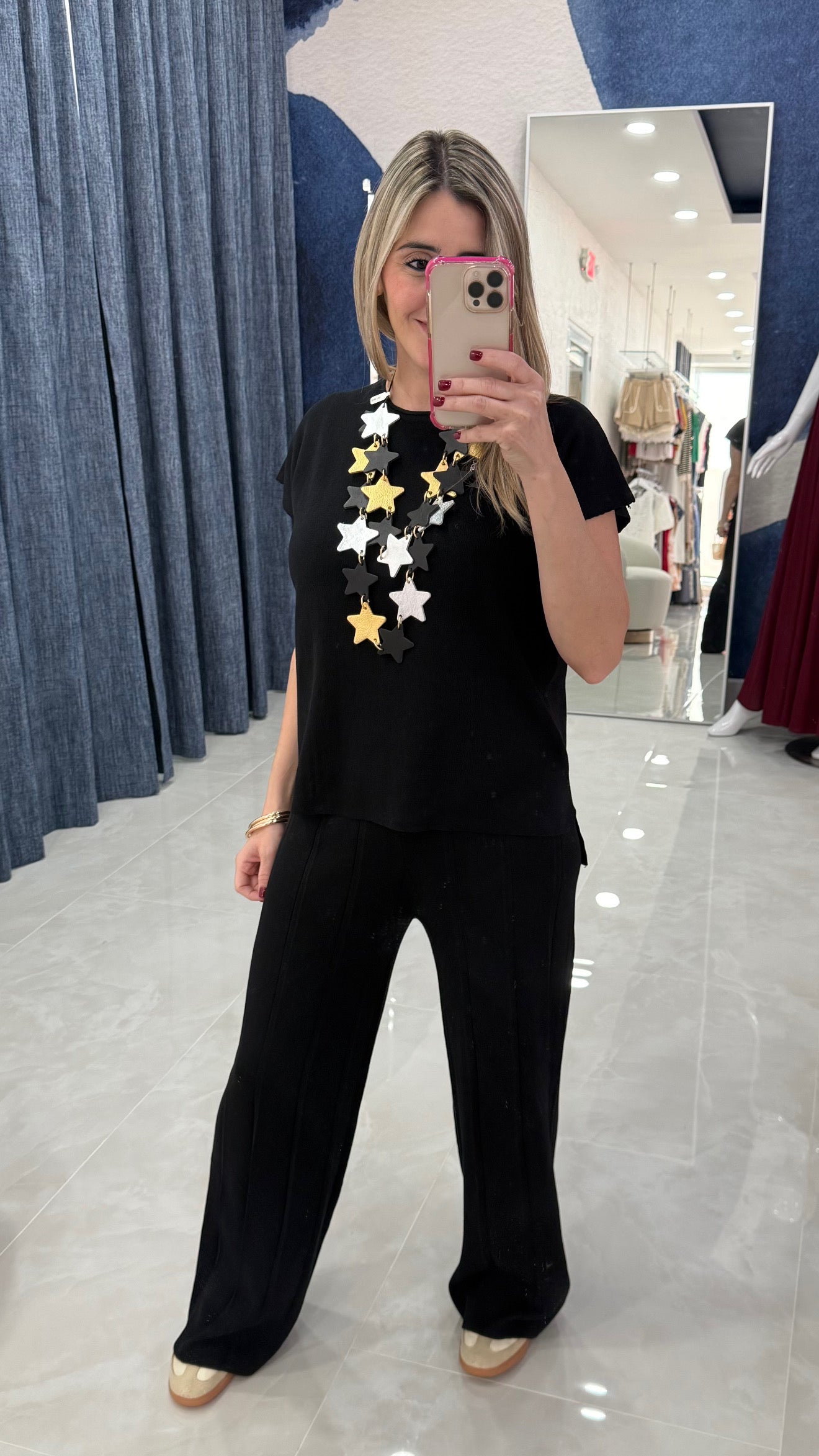 Knit Top & Pant Set Black