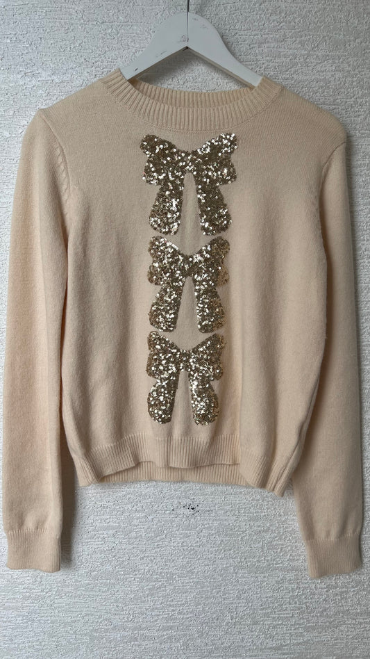 Sequins Tie Sweater Ivory