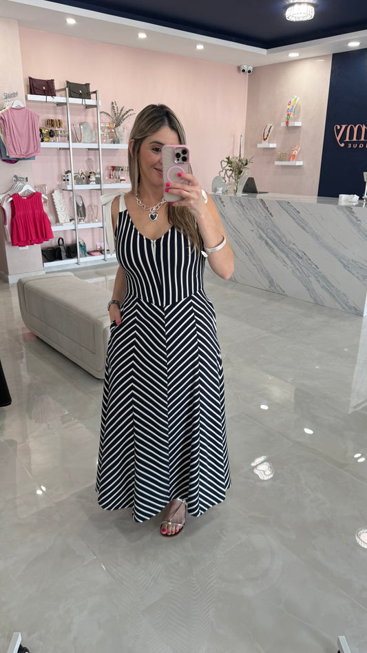 Stripe Maxi Dress Navy