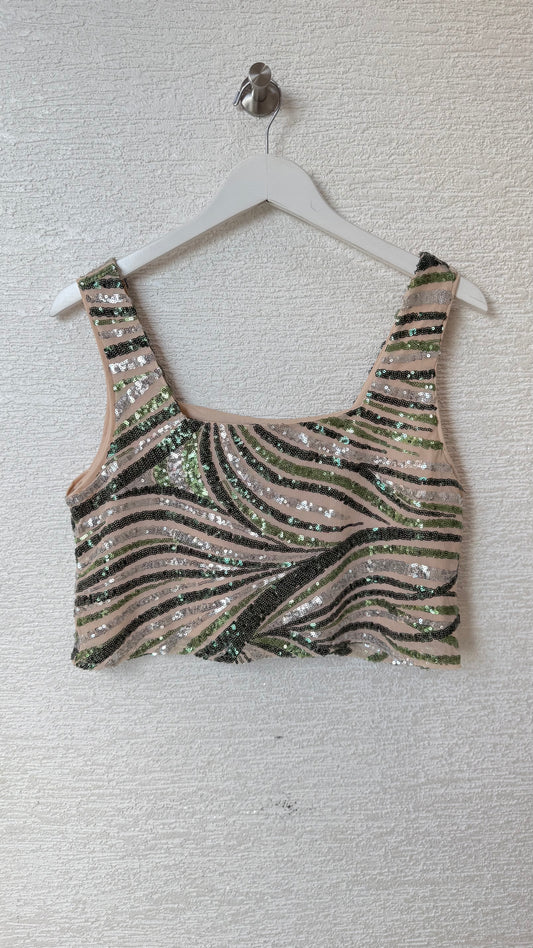 Sequins Top Green & Silver