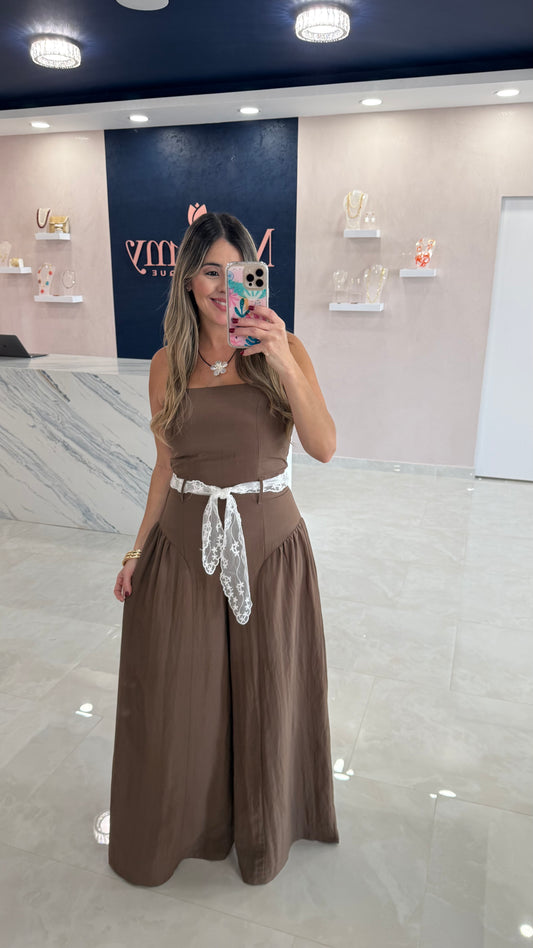 Cami Jumpsuit With Embroidery Mesh