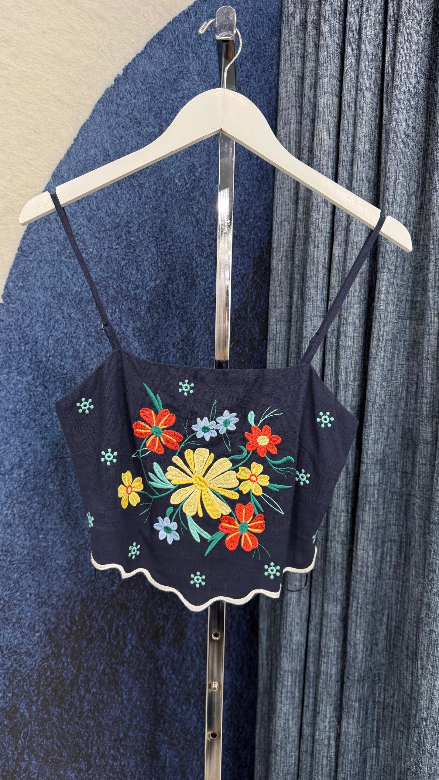 Embroidery Top & Pant Set Navy