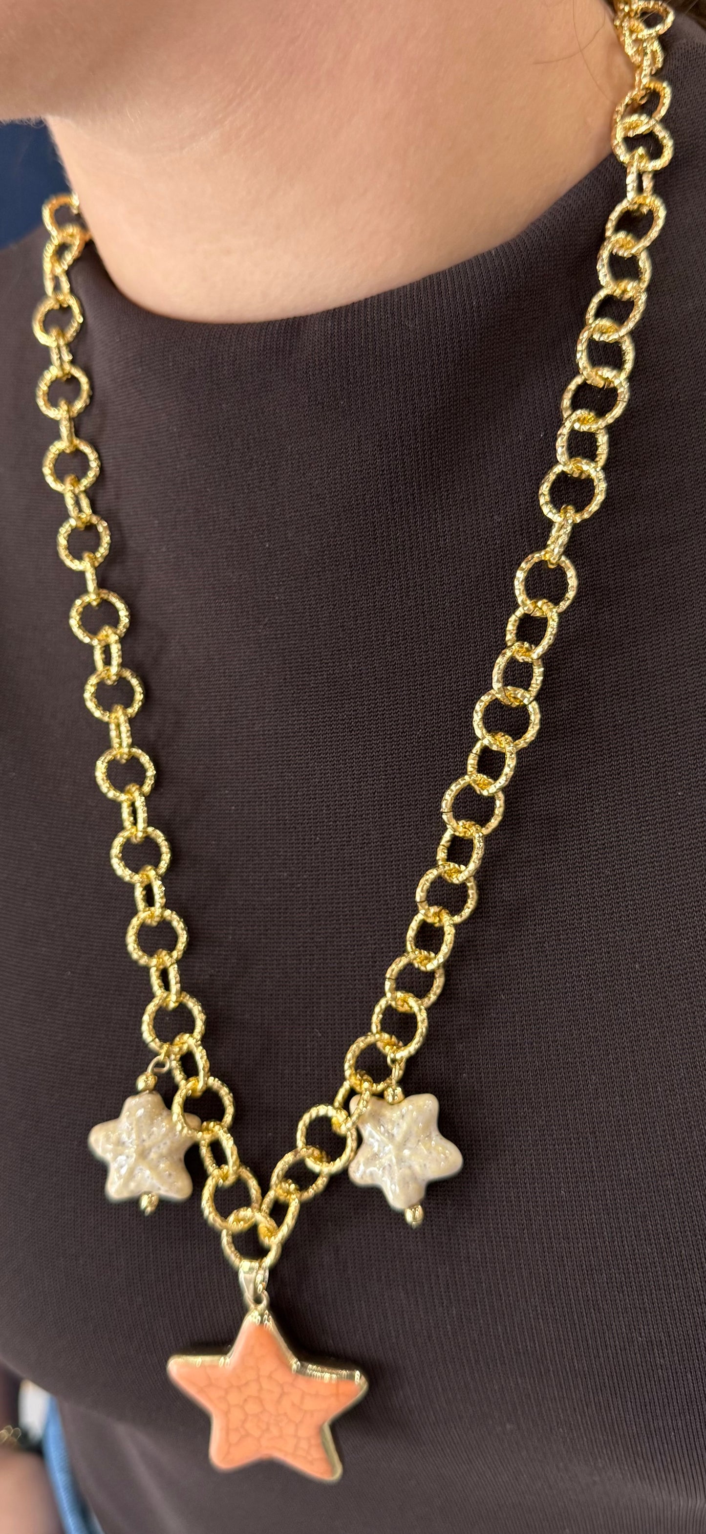 Marble & Ceramic Star Necklace