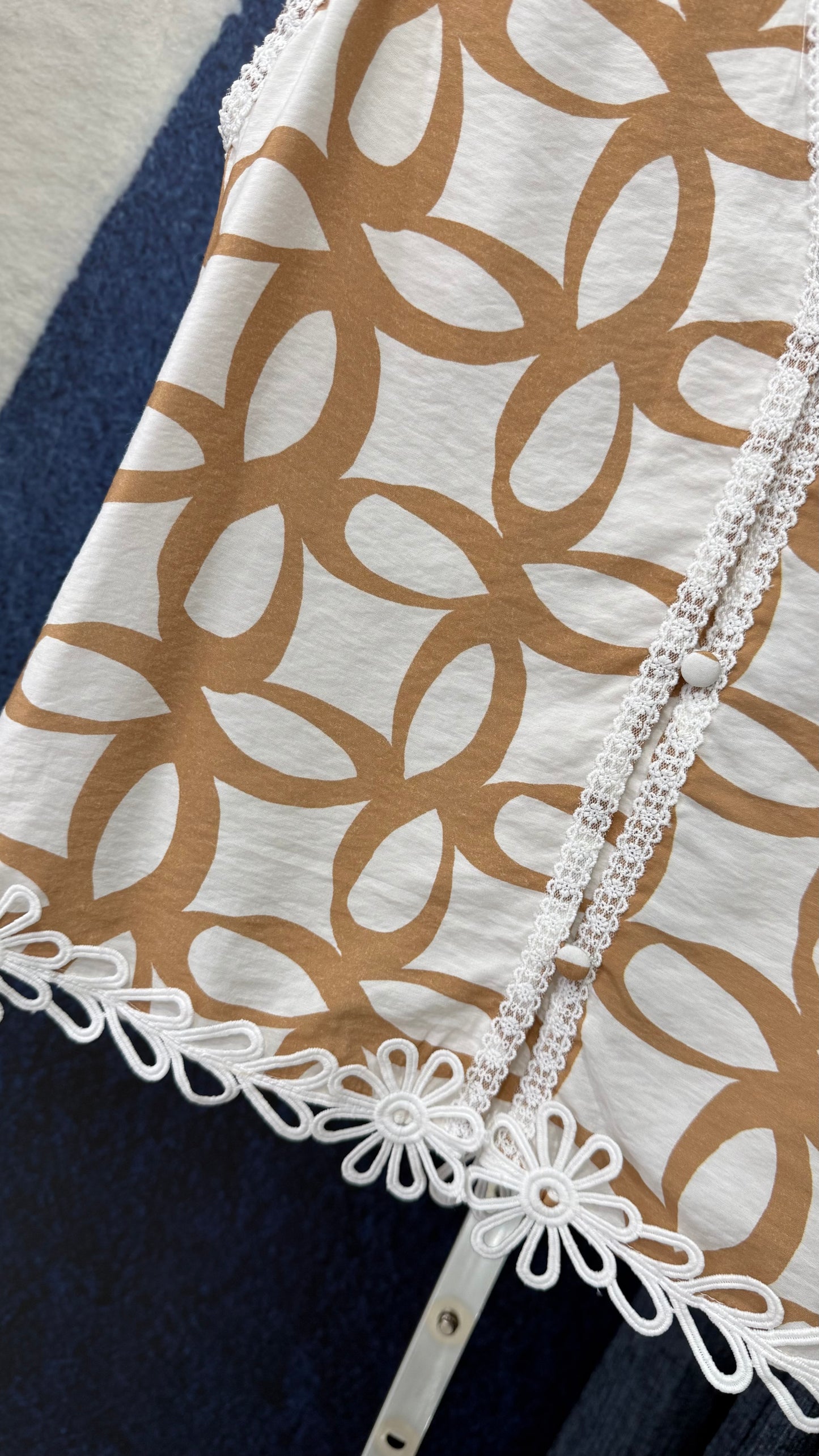 Embroidery Printed Top & Short Set Taupe