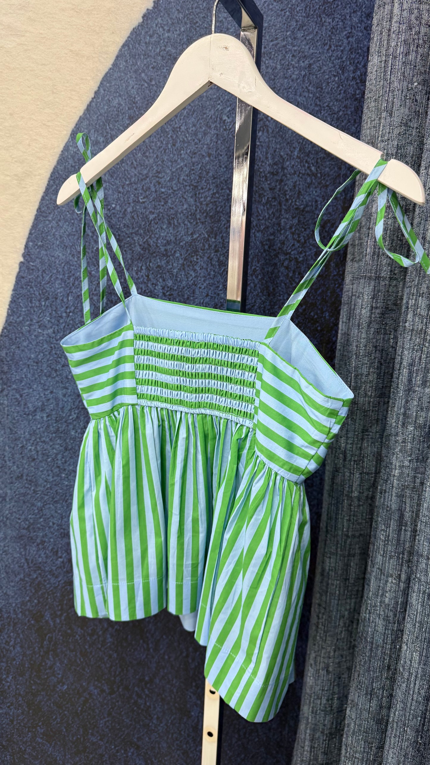 Stripped Peplum Top & Pant Green / Blue