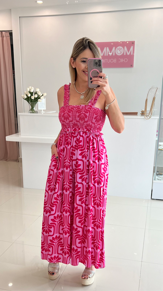 Printed Jumpsuit Midi Pink