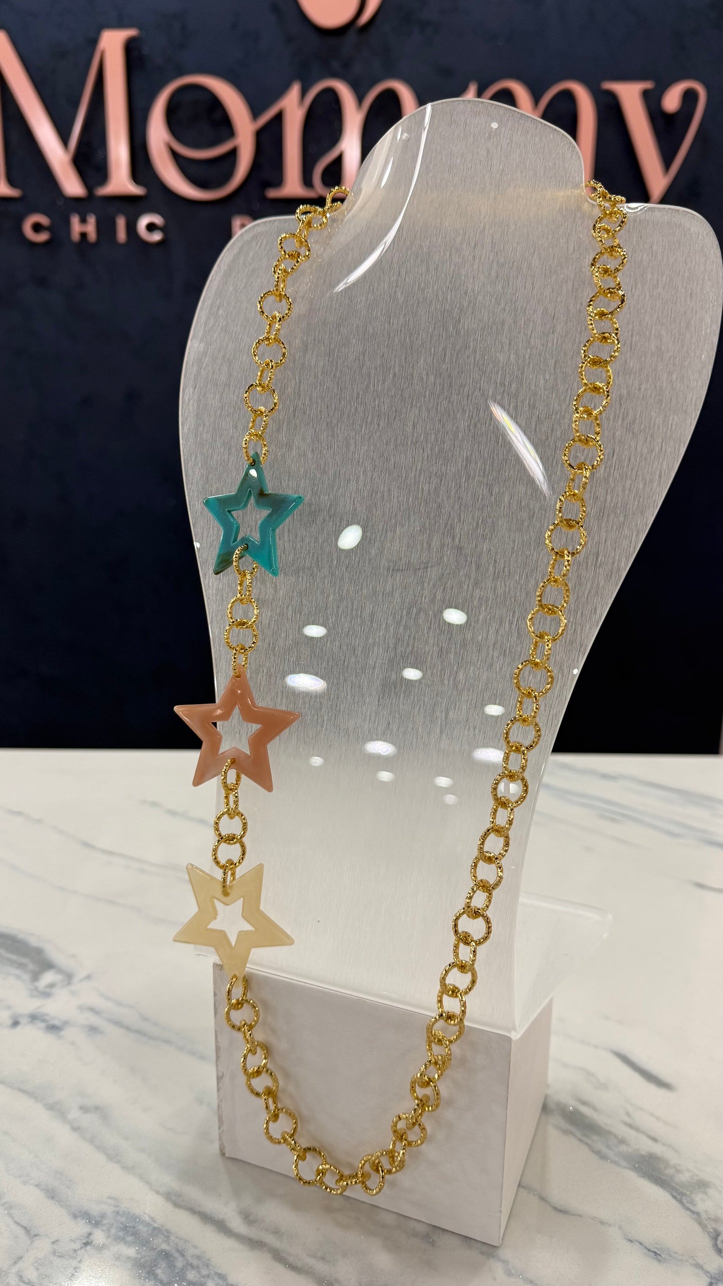 Chain Gold Necklace With Stars