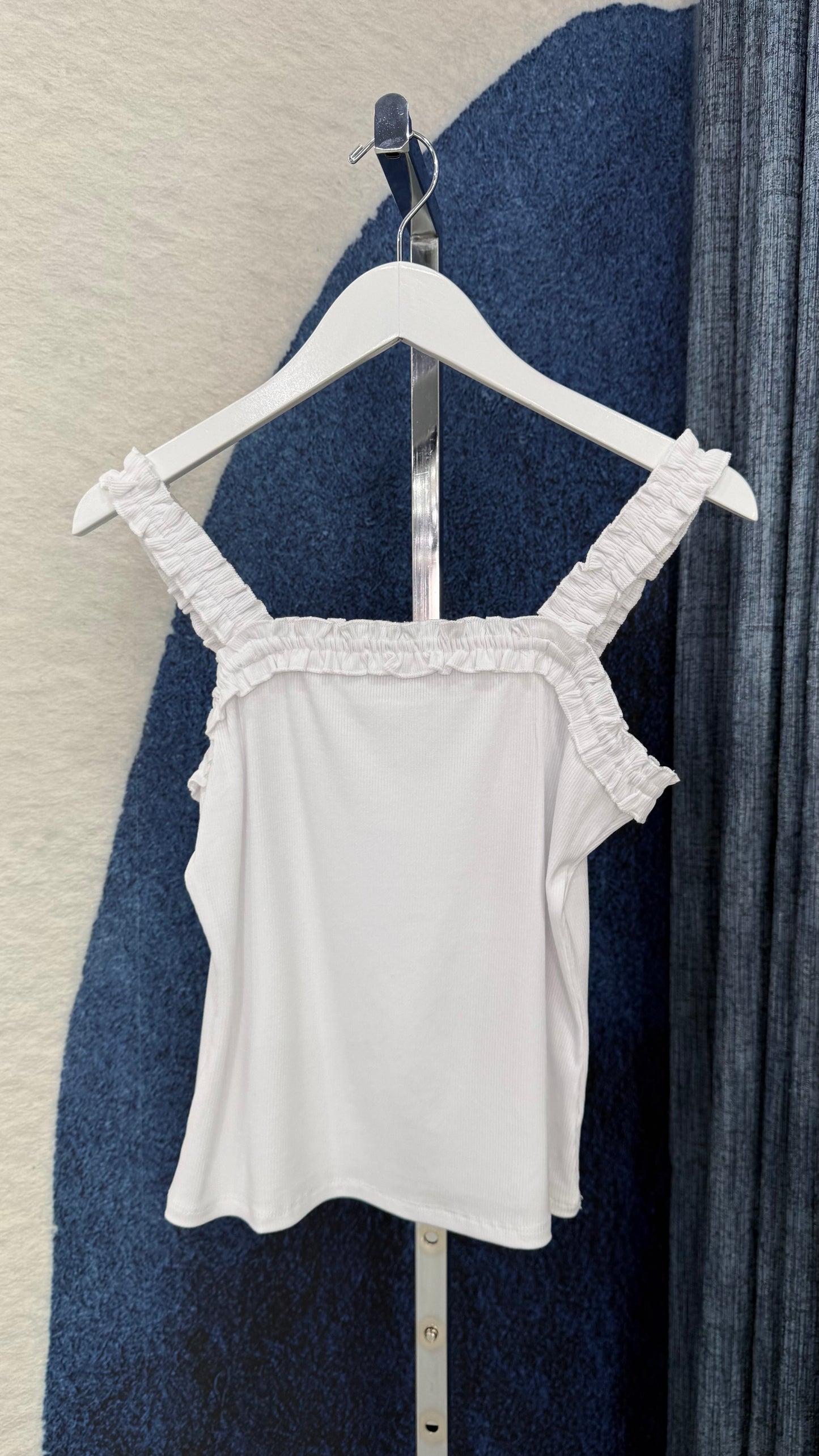 Ruffle Top Tank White
