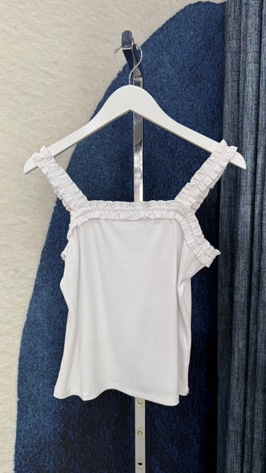 Ruffle Top Tank White