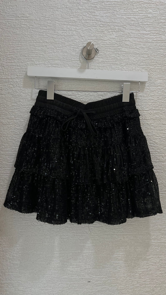 Sequin Skort Black