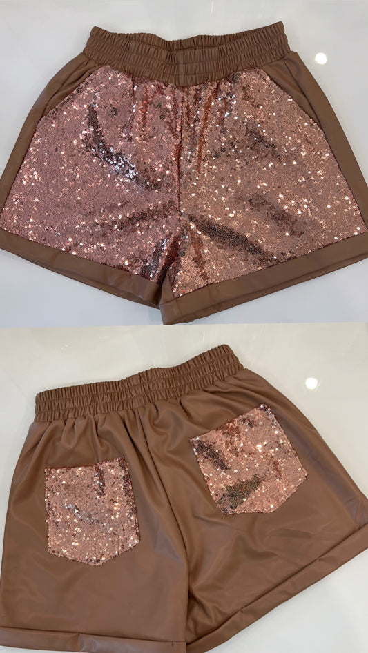 Sequin Short With Sequins Rose Gold