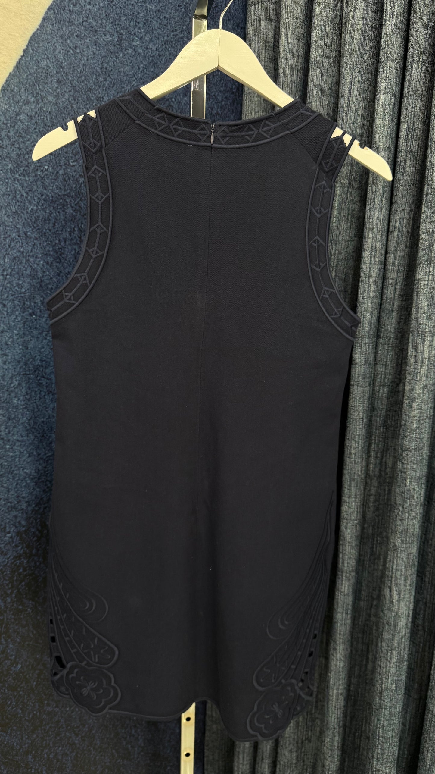 Embroidered Denim Dress Navy