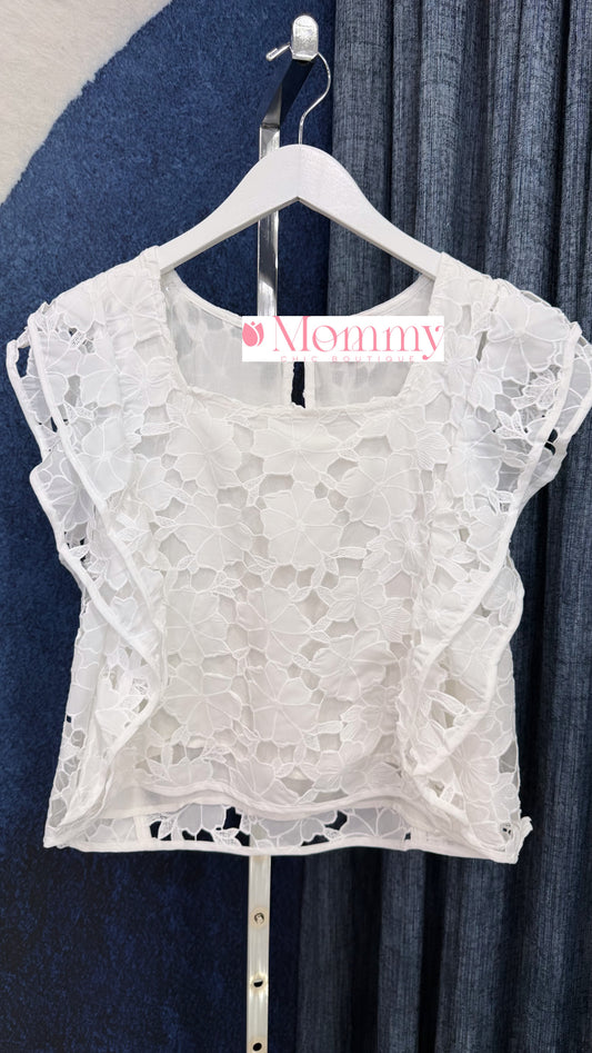 Embroidered Top White