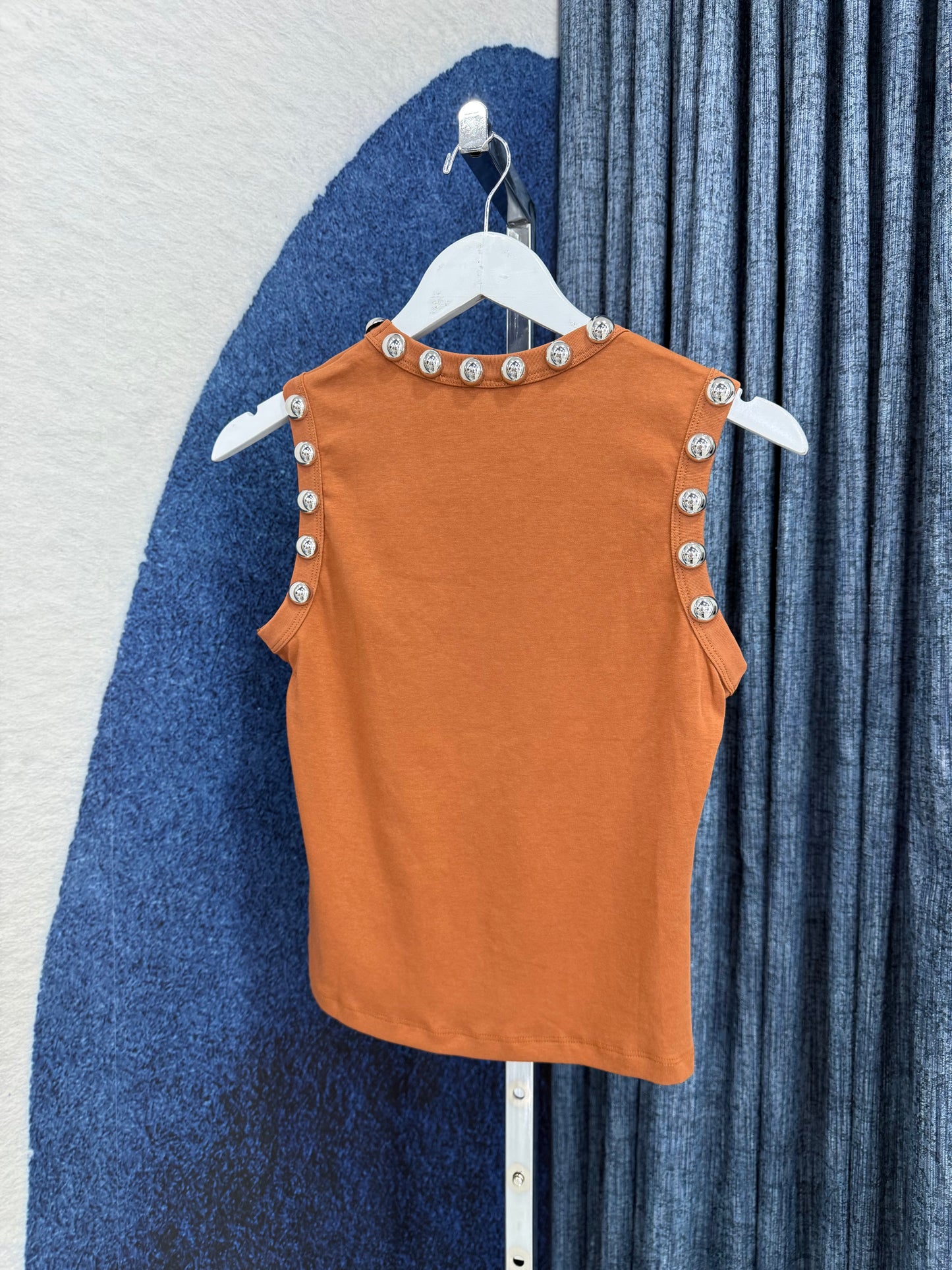 Studded Ball Top Tank Light Camel