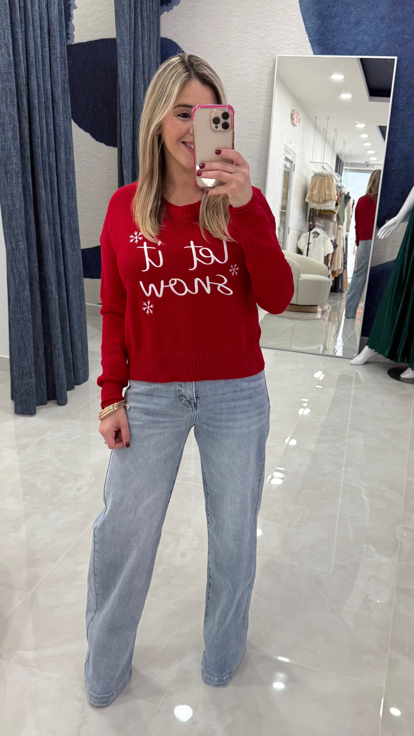 Let it Snow Embroidered Sweater