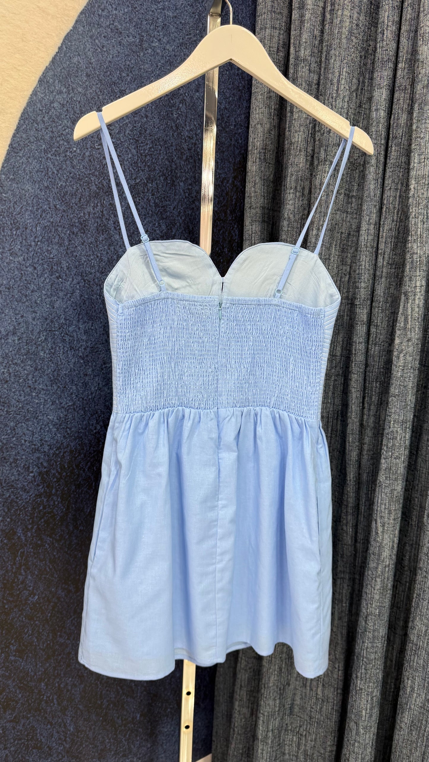 Stitch Bustier Sleeveless Dress Blue