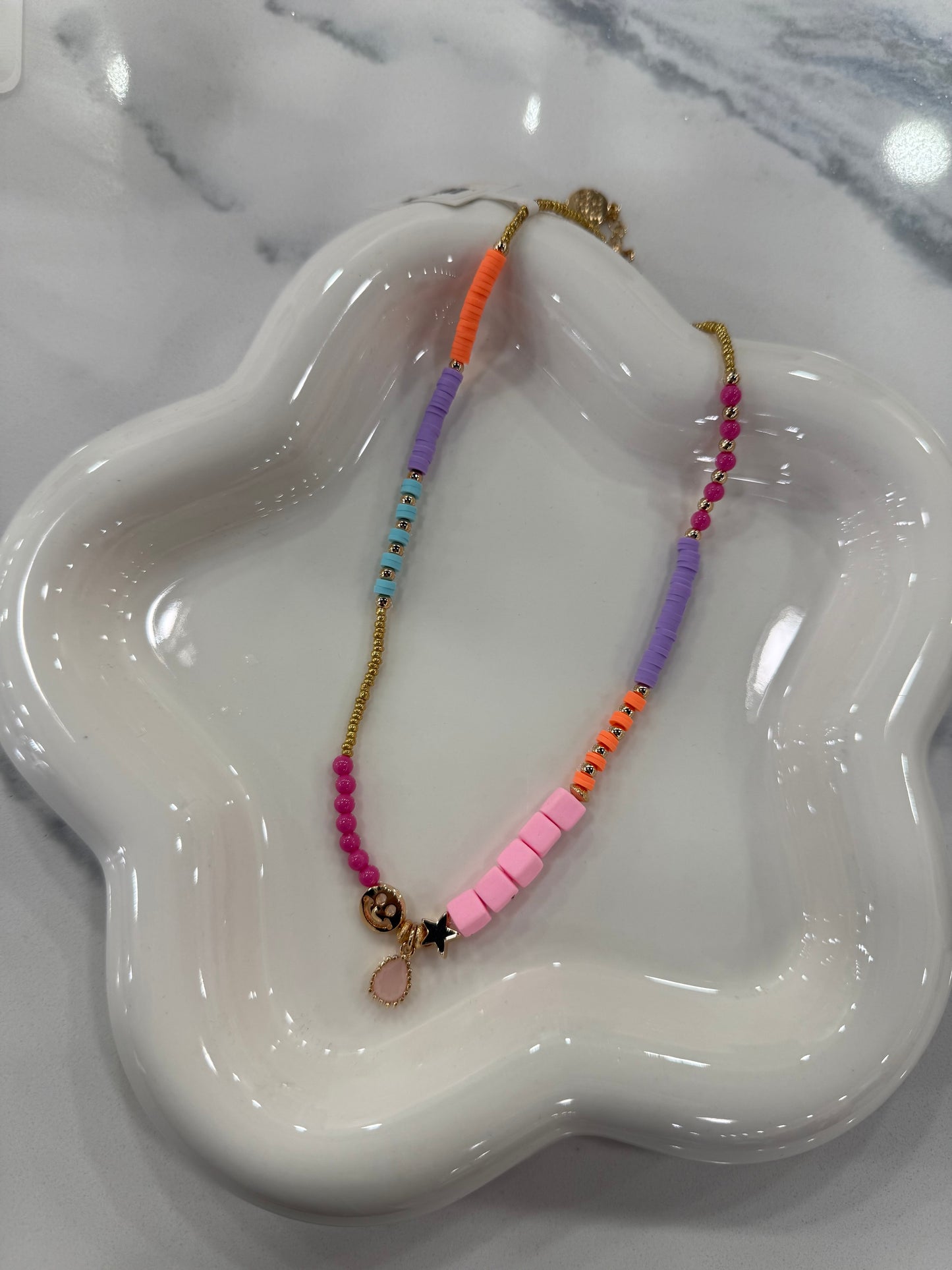 Girls Clear Multi Beaded Necklace