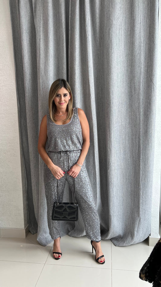 Sequins Jumpsuit Silver