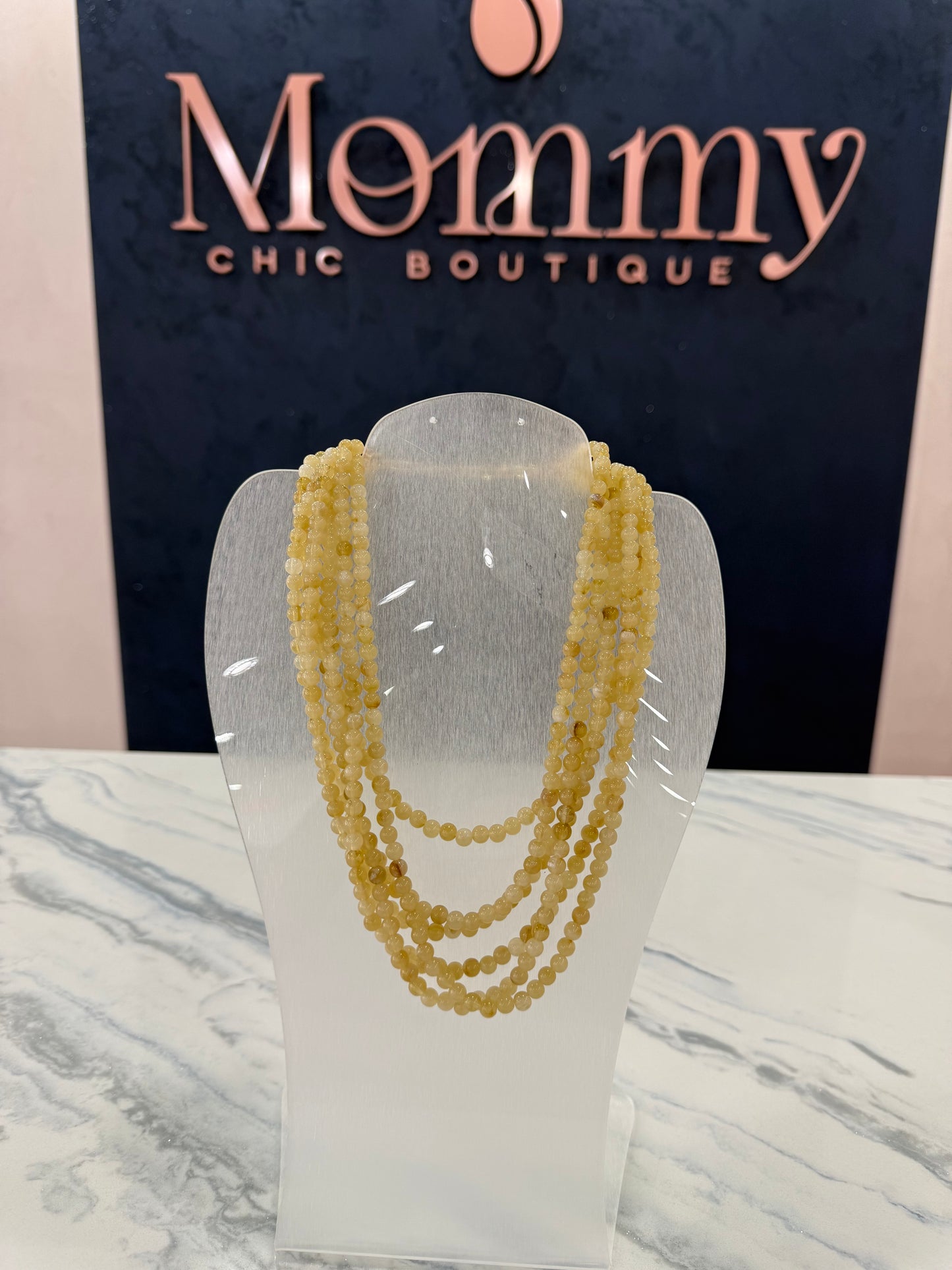 Beaded Layered Necklace Natural