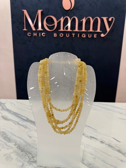 Beaded Layered Necklace Natural