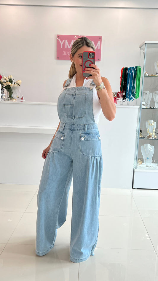 Denim Overall With Drawstring Leg