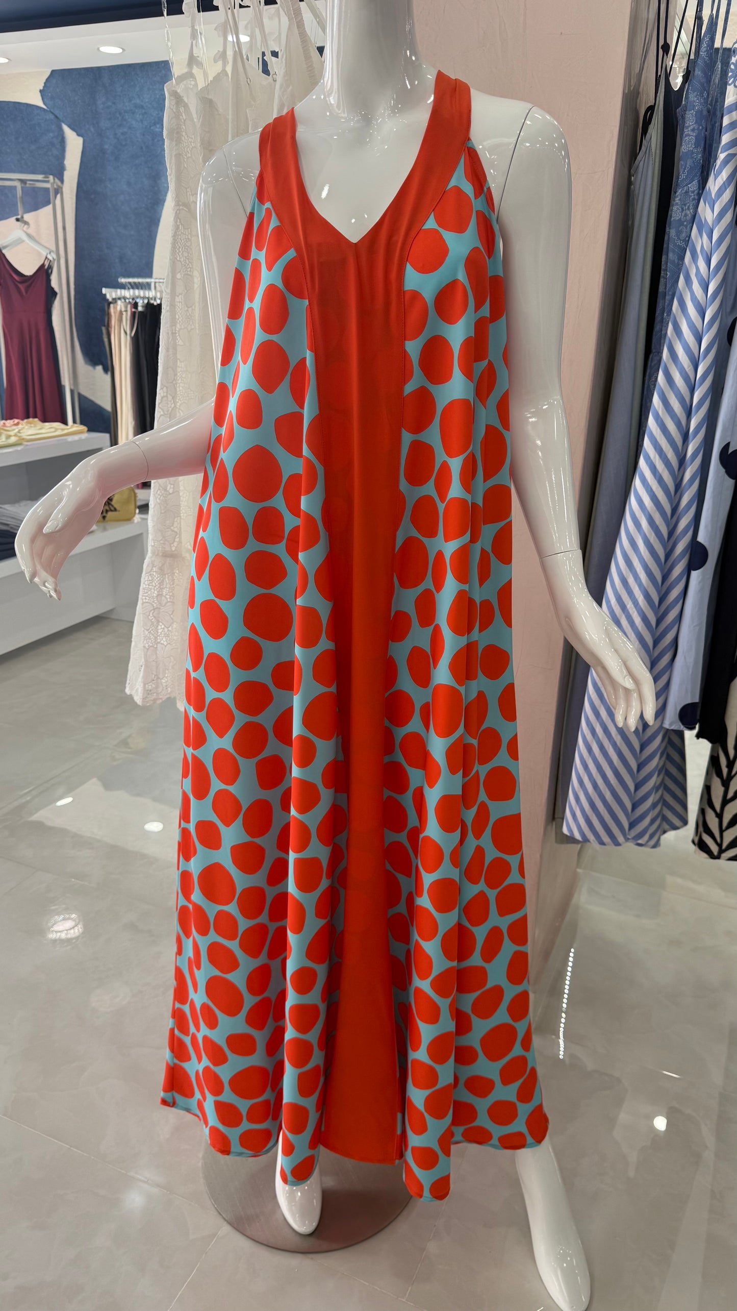 Colombia Polka Dots Maxi Dress Orange