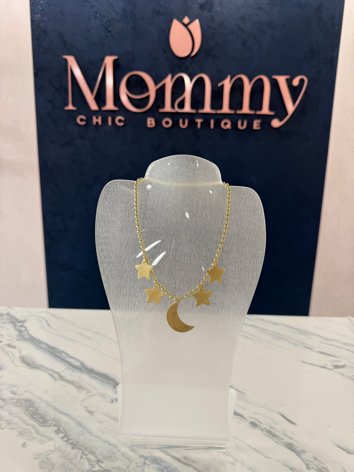 Gold Stars Necklace 16”