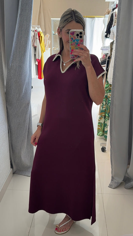 Comfy Contrast Dress Plum