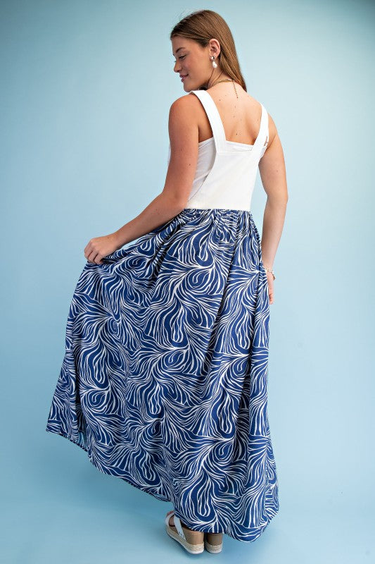 Overall Printed Dress Blue