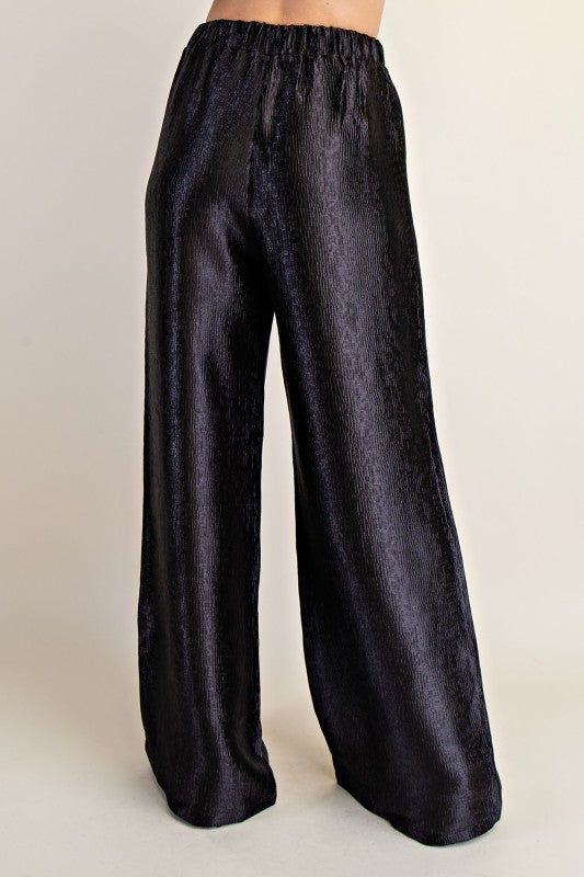 Textured Top & High Waist Pant BLK
